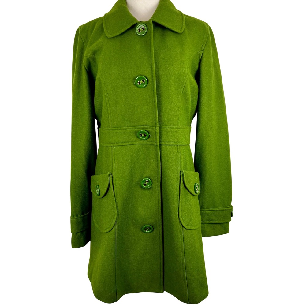 Tulle Kelly Green Pea Coat Womens XL Artsy Unique Teacher Autumn Transitional